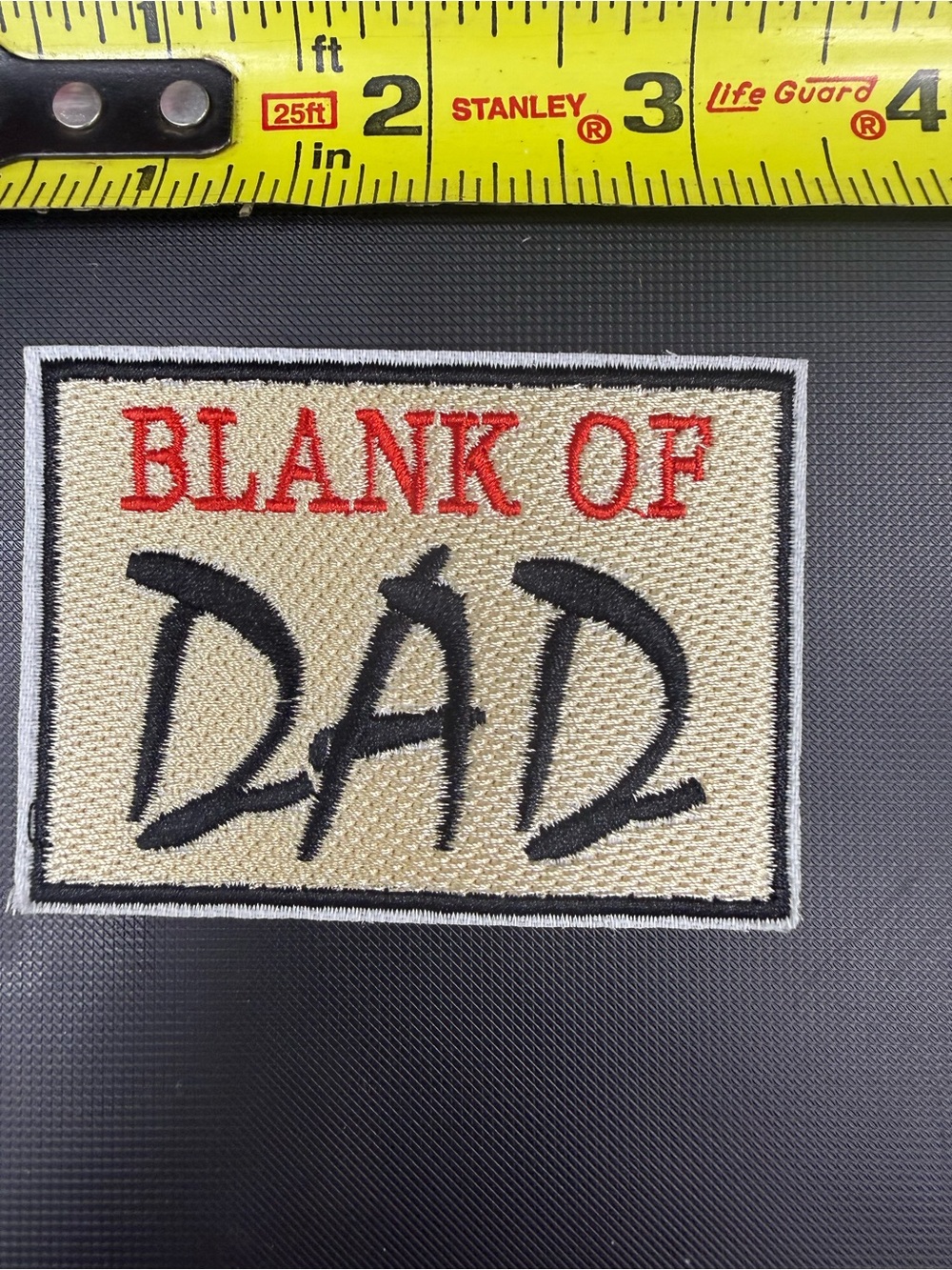 Blank Of Dad Embroidered Patch - Tan, Black & Red